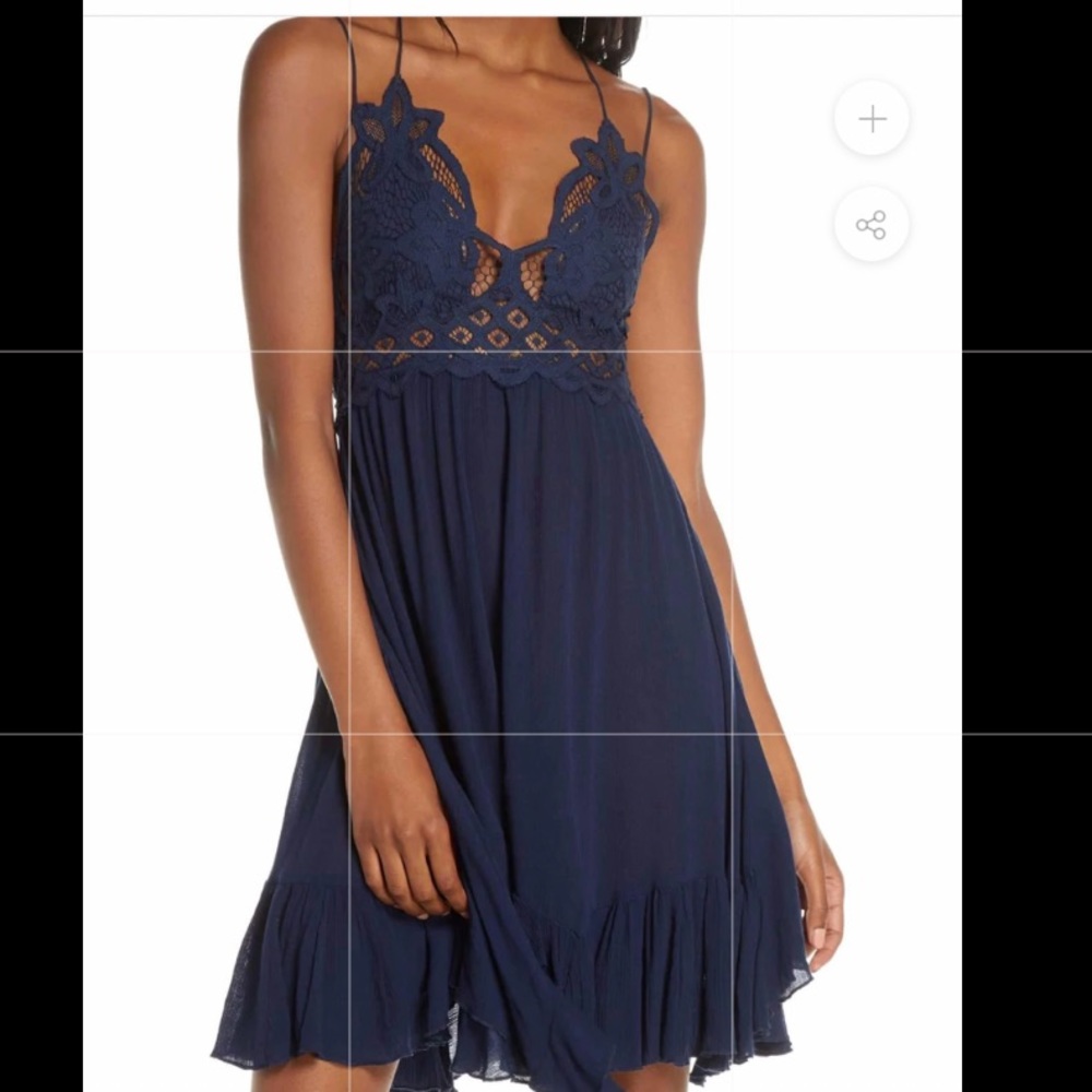 Free people Arella Mini Dress, Navy, XS like new
